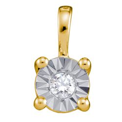 0.10 CTW Diamond Illusion-set Solitaire Pendant 10KT Yellow Gold - REF-13W4K