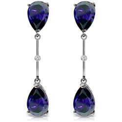 Genuine 7.01 ctw Sapphire & Diamond Earrings Jewelry 14KT White Gold - REF-78K9V