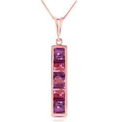 Genuine 2.25 ctw Amethyst Necklace Jewelry 14KT Rose Gold - REF-36Y9F