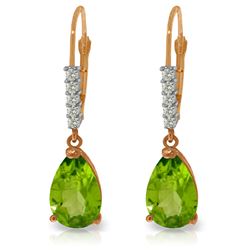 Genuine 3.15 ctw Peridot & Diamond Earrings Jewelry 14KT Rose Gold - REF-44R3P