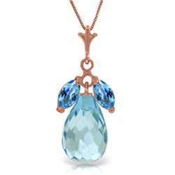 Genuine 7.2 ctw Blue Topaz Necklace Jewelry 14KT Rose Gold - REF-30R5P