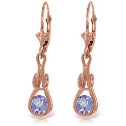 Genuine 1.30 ctw Tanzanite Earrings Jewelry 14KT Rose Gold - REF-61T3A