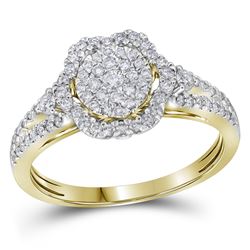 0.63 CTW Diamond Cluster Bridal Engagement Ring 14KT Yellow Gold - REF-89H9M