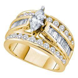 3 CTW Marquise Diamond Solitaire Bridal Engagement Ring 14KT Yellow Gold - REF-449M9H