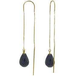 Genuine 6.6 ctw Sapphire Earrings Jewelry 14KT Yellow Gold - REF-20Z8N