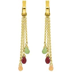 Genuine 4.9 ctw Garnet, Peridot & Citrine Earrings Jewelry 14KT White Gold - REF-43A6K