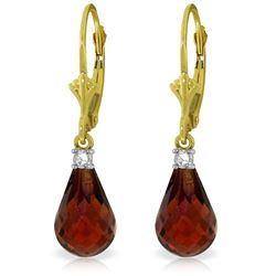 Genuine 4.6 ctw Garnet & Diamond Earrings Jewelry 14KT Yellow Gold - REF-30R2P