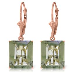 Genuine 13 ctw Green Amethyst Earrings Jewelry 14KT Rose Gold - REF-54Z2N