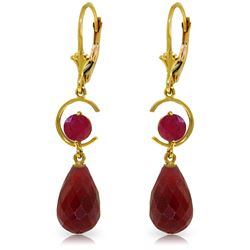 Genuine 18.6 ctw Ruby Earrings Jewelry 14KT Yellow Gold - REF-49Z2N