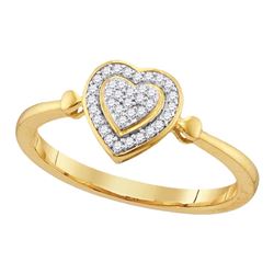 0.10 CTW Diamond Heart Love Cluster Ring 10KT Yellow Gold - REF-12W8K