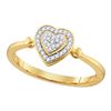 Image 1 : 0.10 CTW Diamond Heart Love Cluster Ring 10KT Yellow Gold - REF-12W8K