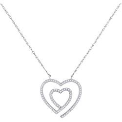 0.20 CTW Diamond Double Heart Love Pendant 10KT White Gold - REF-20W9K