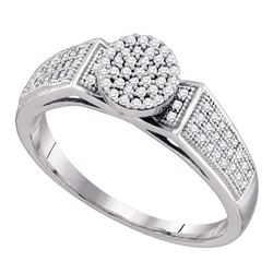 0.25 CTW Diamond Cradled Cluster Bridal Ring 10KT White Gold - REF-22K4W