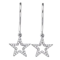 0.14 CTW Diamond Star Dangle Earrings 10KT White Gold - REF-18F2N