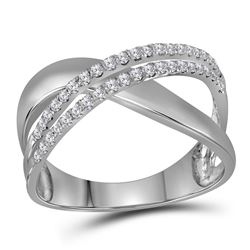 0.40 CTW Diamond Crossover Ring 10KT White Gold - REF-33Y8X