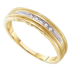 0.04 CTW Mens Channel-set Diamond Wedding Ring 10KT Yellow Two-tone Gold - REF-14X9Y