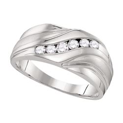 0.40 CTW Mens Diamond Wedding Ring 10KT White Gold - REF-49F5N