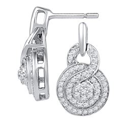 0.50 CTW Diamond Circle Cluster Earrings 10KT White Gold - REF-40W4K