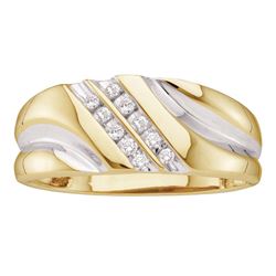 0.12 CTW Mens Diamond Wedding Ring 14KT Yellow Gold - REF-26K9W