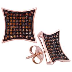 0.40 CTW Red Color Diamond Kite Cluster Earrings 10KT Rose Gold - REF-37W5K