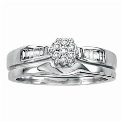 0.25 CTW Diamond Flower Cluster Bridal Engagement Ring 14KT White Gold - REF-41M9H