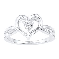 0.05 CTW Diamond Solitaire Heart Ring 10KT White Gold - REF-14M9H