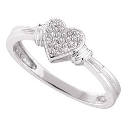 0.08 CTW Diamond Heart Love Cluster Ring 10KT White Gold - REF-14X9Y