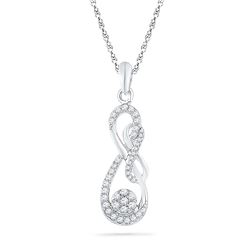 0.25 CTW Diamond Infinity Nested Cluster Pendant 10KT White Gold - REF-20W9K