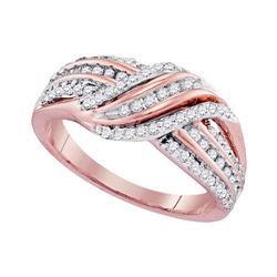 0.50 CTW Diamond Crossover Ring 10KT Rose Gold - REF-37X5Y