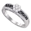 Image 1 : 0.45 CTW Black Color Diamond Cluster Ring 10KT White Gold - REF-34M4H