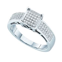 0.20 CTW Diamond Square Cluster Bridal Engagement Ring 10KT White Gold - REF-30Y2X