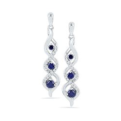 0.50 CTW Created Blue Sapphire Cascade Dangle Earrings 10KT White Gold - REF-19Y4X