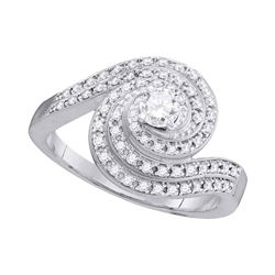 0.53 CTW Diamond Swirled Bridal Engagement Ring 10KT White Gold - REF-52W4K