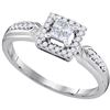 Image 1 : 0.25 CTW Princess Diamond Square Cluster Ring 10KT White Gold - REF-22F4N
