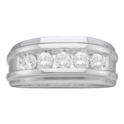 0.25 CTW Diamond Mens Channel-set Classic 7mm Wedding Ring 14k White Gold - REF-44F9N