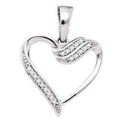 0.06 CTW Diamond Heart Love Pendant 10KT White Gold - REF-8N9F