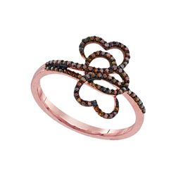 0.20 CTW Red Color Diamond Heart Love Ring 10KT Rose Gold - REF-22K4W