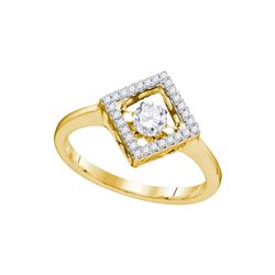 0.19 CTW Diamond Solitaire Diagonal Square Ring 10KT Yellow Gold - REF-33F8N