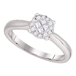 0.25 CTW Princess Diamond Soleil Cluster Bridal Engagement Ring 14KT White Gold - REF-37X5Y