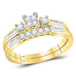 0.40 CTW Princess Diamond Bridal Engagement Ring 10KT Yellow Gold - REF-30H2M