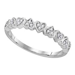 0.10 CTW Diamond Heart Love Ring 10KT White Gold - REF-13X4Y