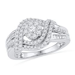 0.75 CTW Diamond Cluster Bridal Engagement Ring 10KT White Gold - REF-57Y2X