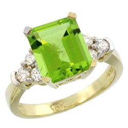 Natural 2.86 ctw peridot & Diamond Engagement Ring 10K Yellow Gold - REF-53F2N