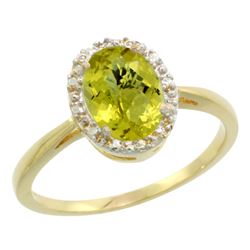 Natural 1.22 ctw Lemon-quartz & Diamond Engagement Ring 10K Yellow Gold - REF-19N9G