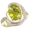 Image 1 : Natural 6.53 ctw lemon-quartz & Diamond Engagement Ring 14K Yellow Gold - REF-70G6M