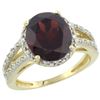 Image 1 : Natural 3.47 ctw Garnet & Diamond Engagement Ring 10K Yellow Gold - REF-38N8G