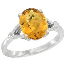 Natural 2.41 ctw Whisky-quartz & Diamond Engagement Ring 10K White Gold - REF-23A8V