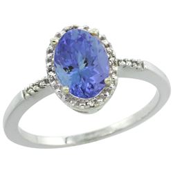 Natural 1.33 ctw Tanzanite & Diamond Engagement Ring 10K White Gold - REF-39F7N