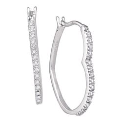 0.14 CTW Diamond Heart Hoop Earrings 10KT White Gold - REF-12Y2X