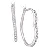 Image 1 : 0.14 CTW Diamond Heart Hoop Earrings 10KT White Gold - REF-12Y2X